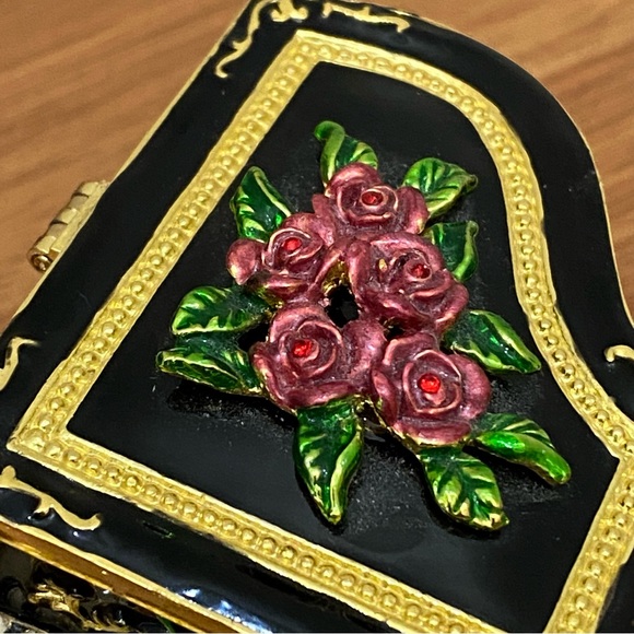⚜️CR⚜️Marked Black Grand Piano Enameled Trinket Box - Picture 12 of 15